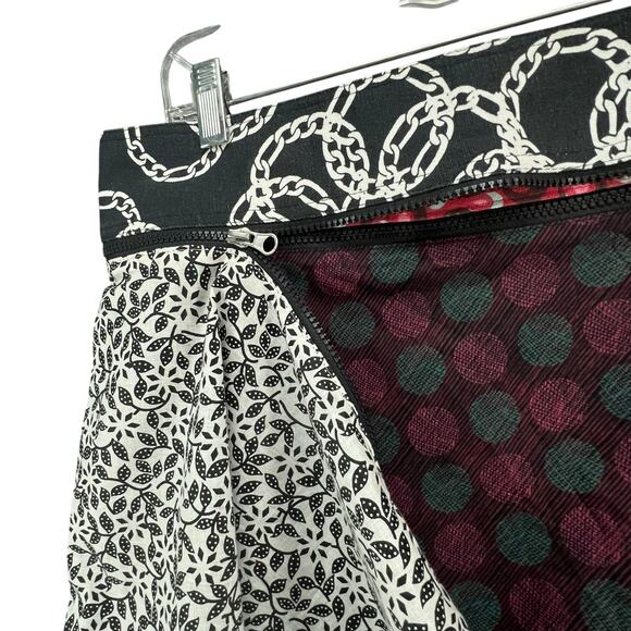 Zand Amsterdam Reversible Wrap Skirt OS Multicolor Dots Floral Snap Punk Grunge - Picture 7 of 16